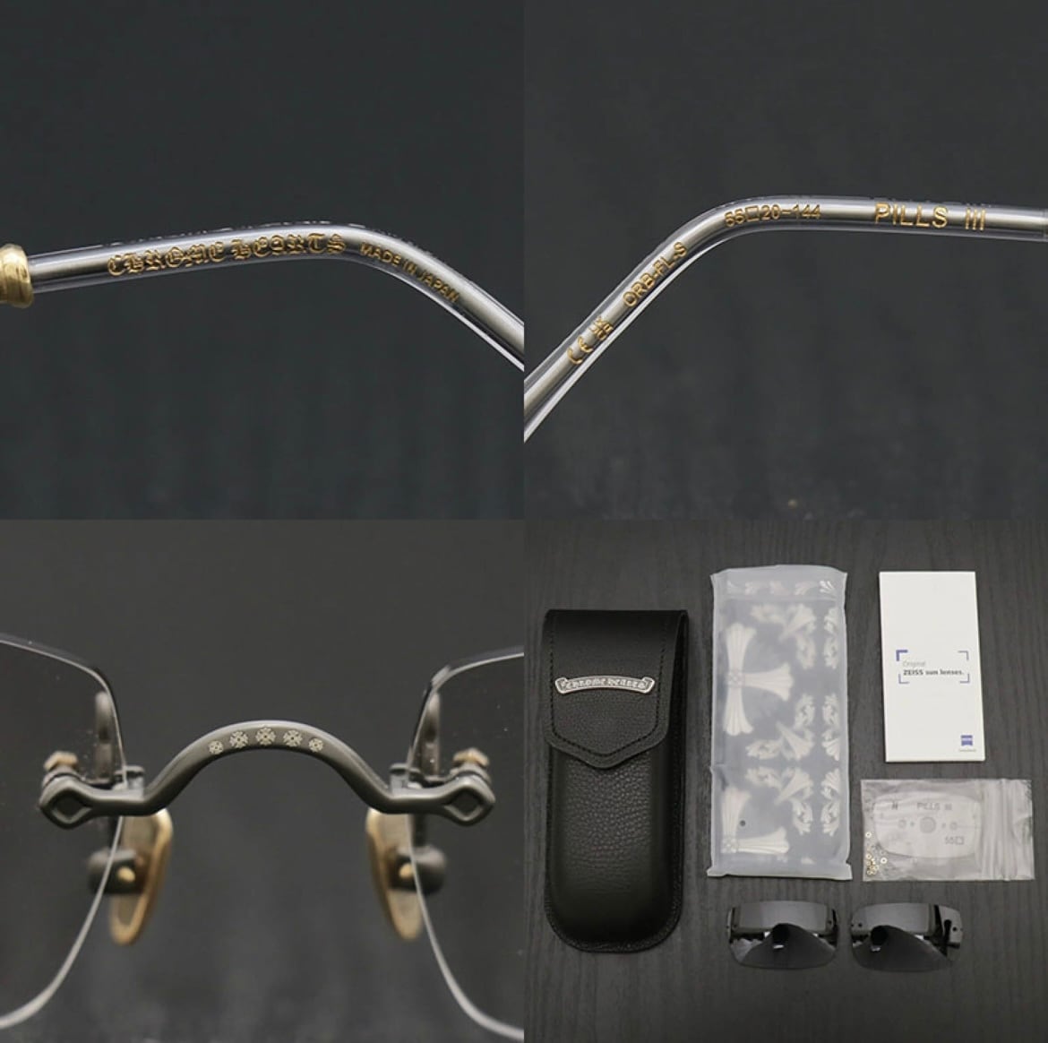 K8400 CHROME HEARTS クロムハーツ サングラス PILLS CHROME HEARTS（クロムハーツ） PILLS III フローラルクロスリムレス