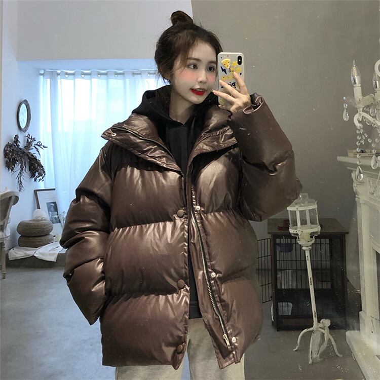 韓国ファッションスリム ジッパー コットン ラペル ファッション コート 減齢