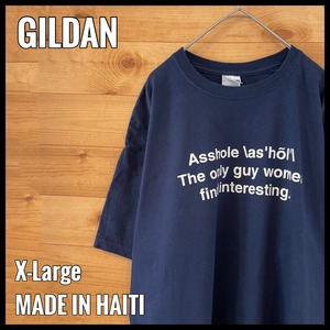 【GILDAN】メッセージ Tシャツ ネイビー XL ビッグサイズ US古着 アメリカ古着