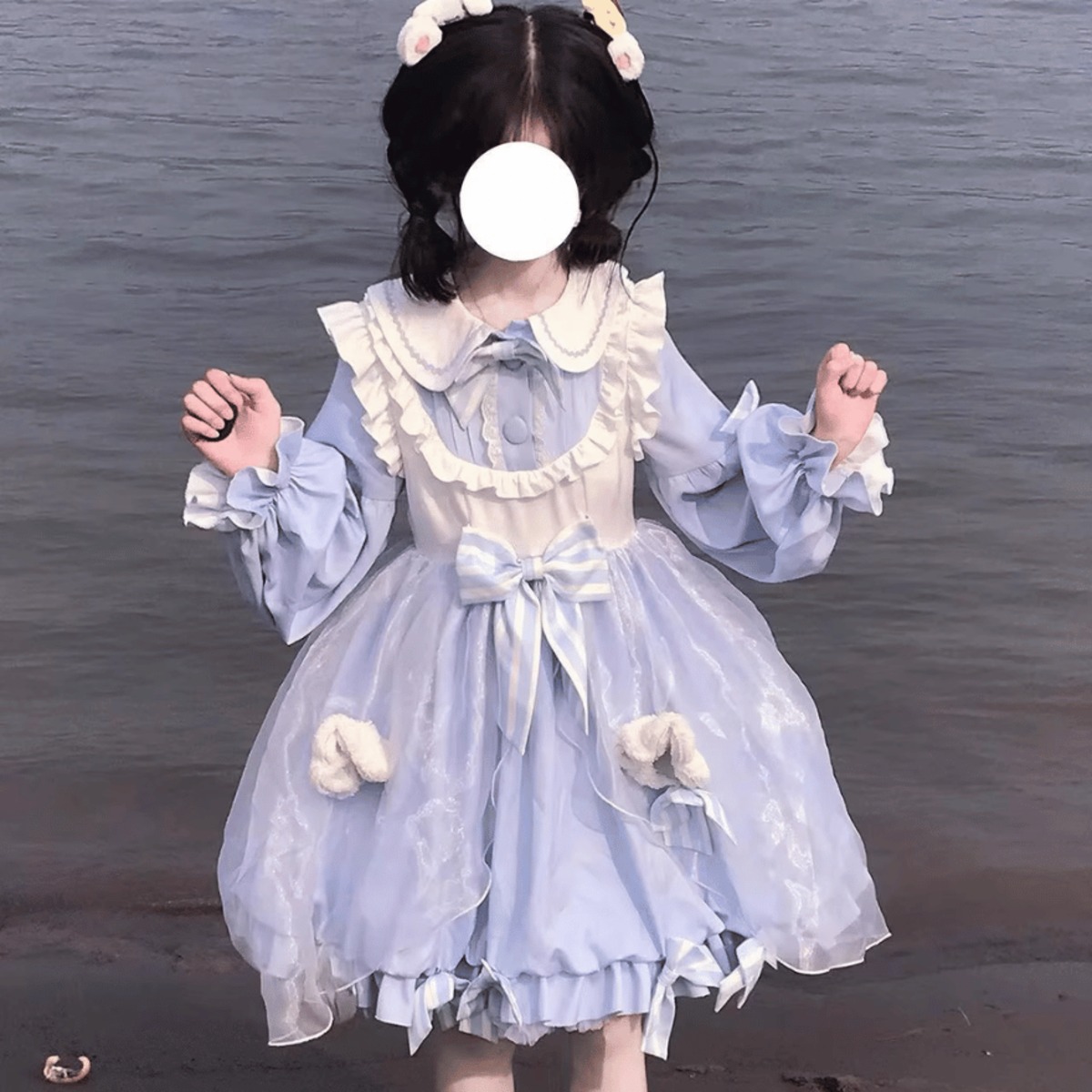 With U ゴスロリ ファッション ワンピース ストライプ リボン フリル メルヘン かわいい 原宿ファッション 甘め かわいい ロリィタ服  JKファッション | ゴスロリファッション With U