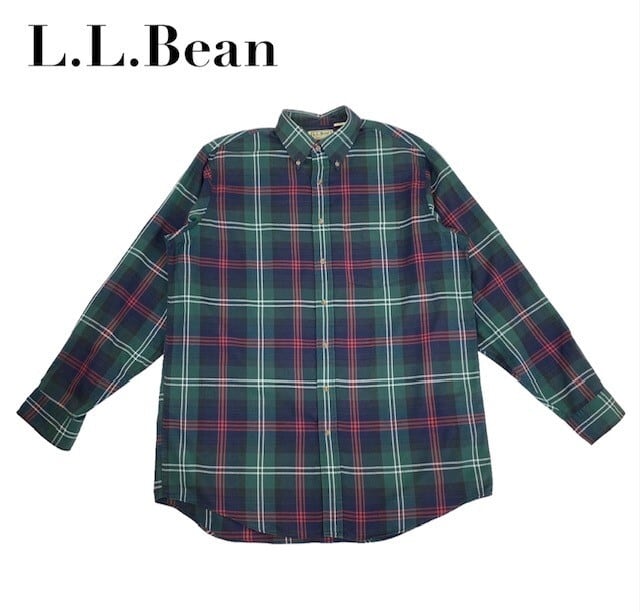 中古 エルエルビーン L.L.Bean 長袖 ボタンダウンシャツ 緑 タータンチェック柄 USA製 メンズ 大きいサイズ LL～３L相当 |  古着リユース工房inotori powered by BASE