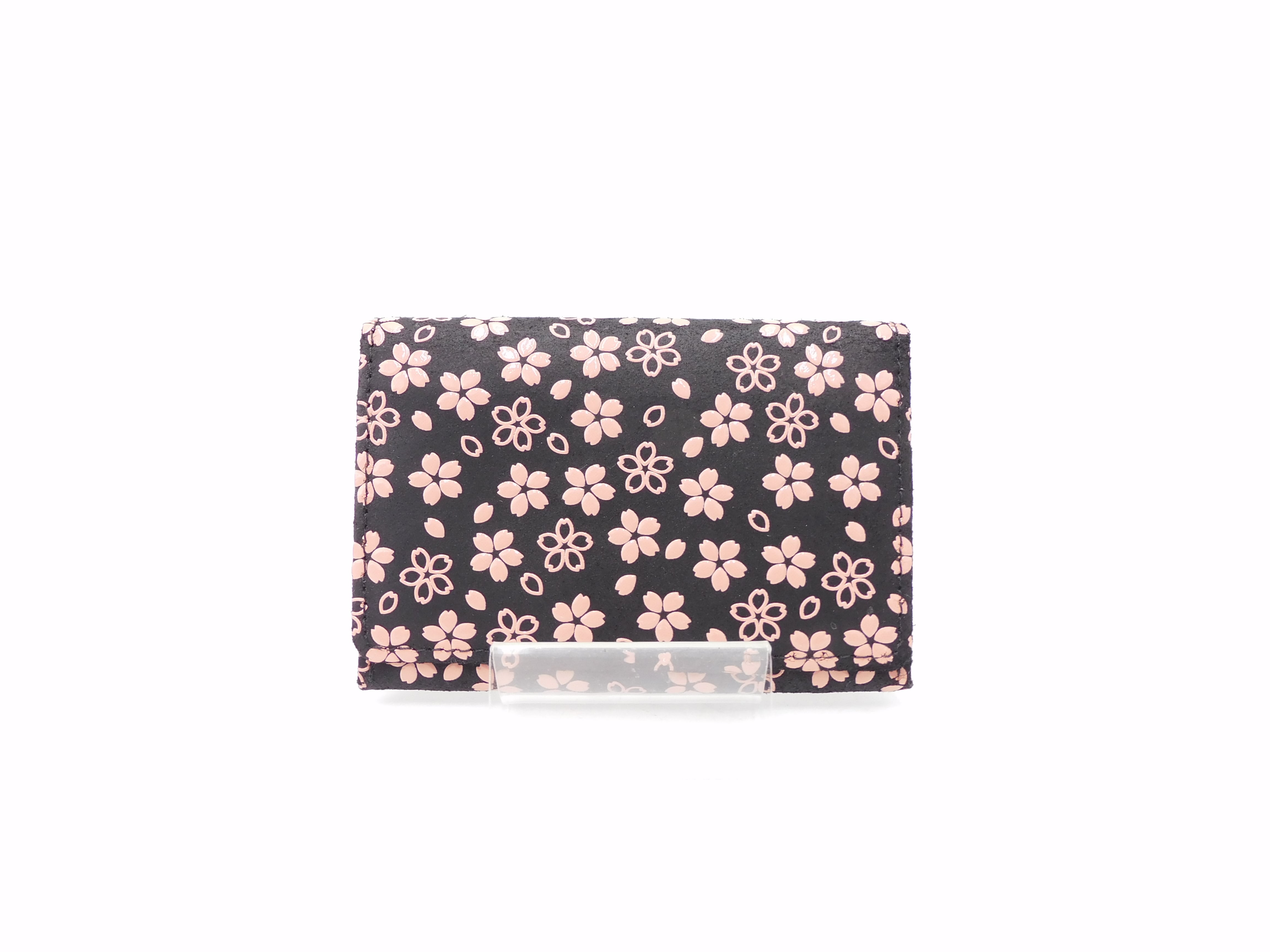 名刺入 黒/ピンク 桜柄