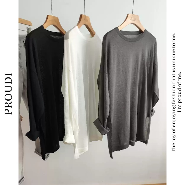 【ハイネックスリット入りニット】P01926