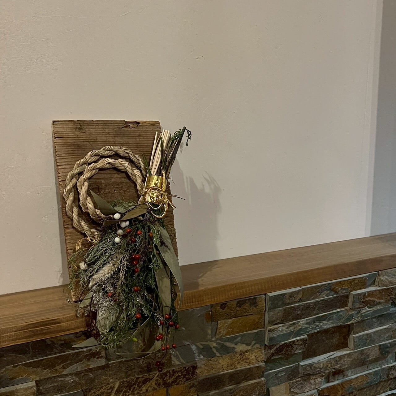 古材✕ドライフラワー✕真鍮✕しめ縄【Dried Flower Japanese wreath】