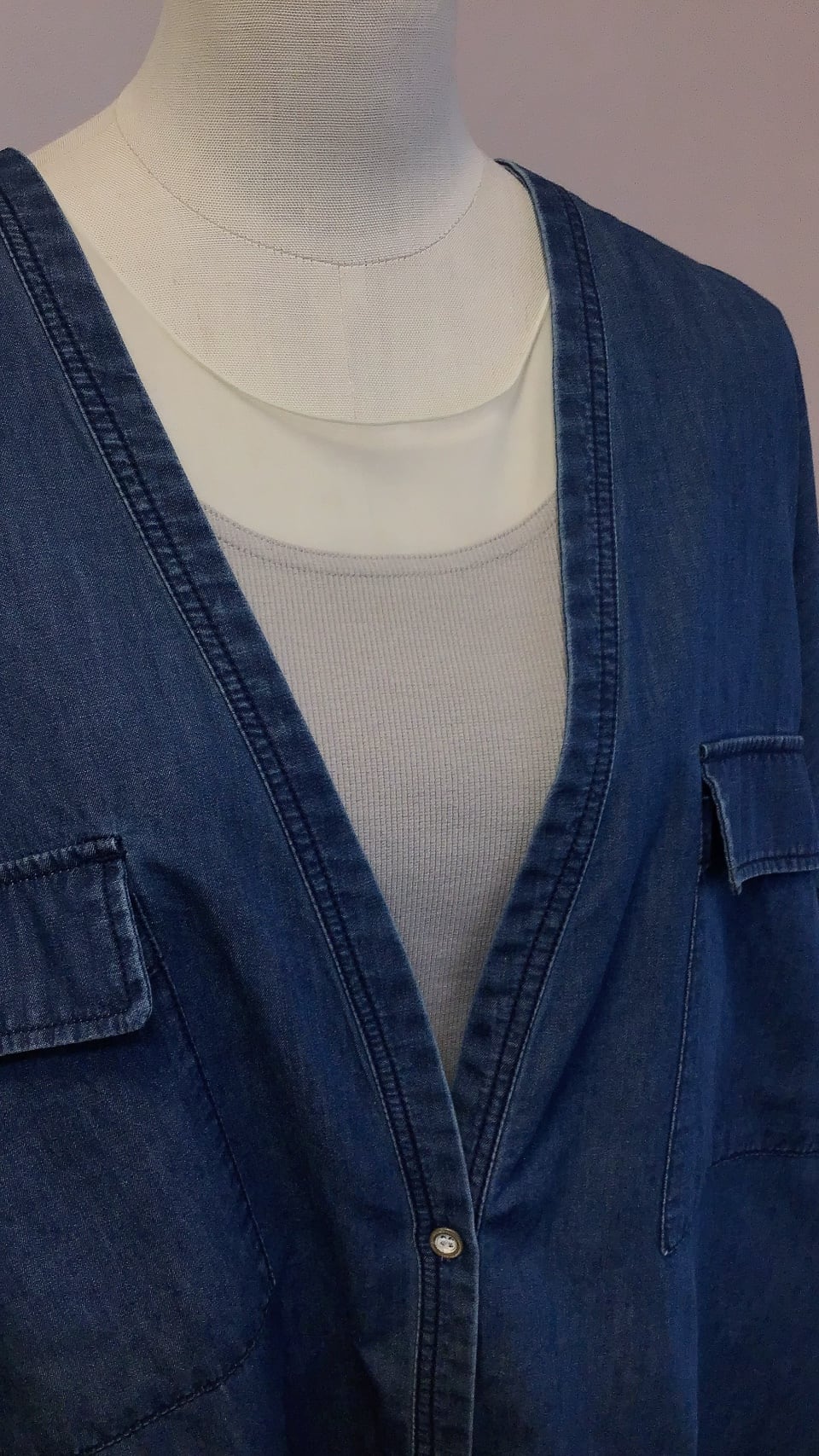 PASSIONE ノーカラー デニムシャツ ブルー No.526996 サイズ38 9号 M