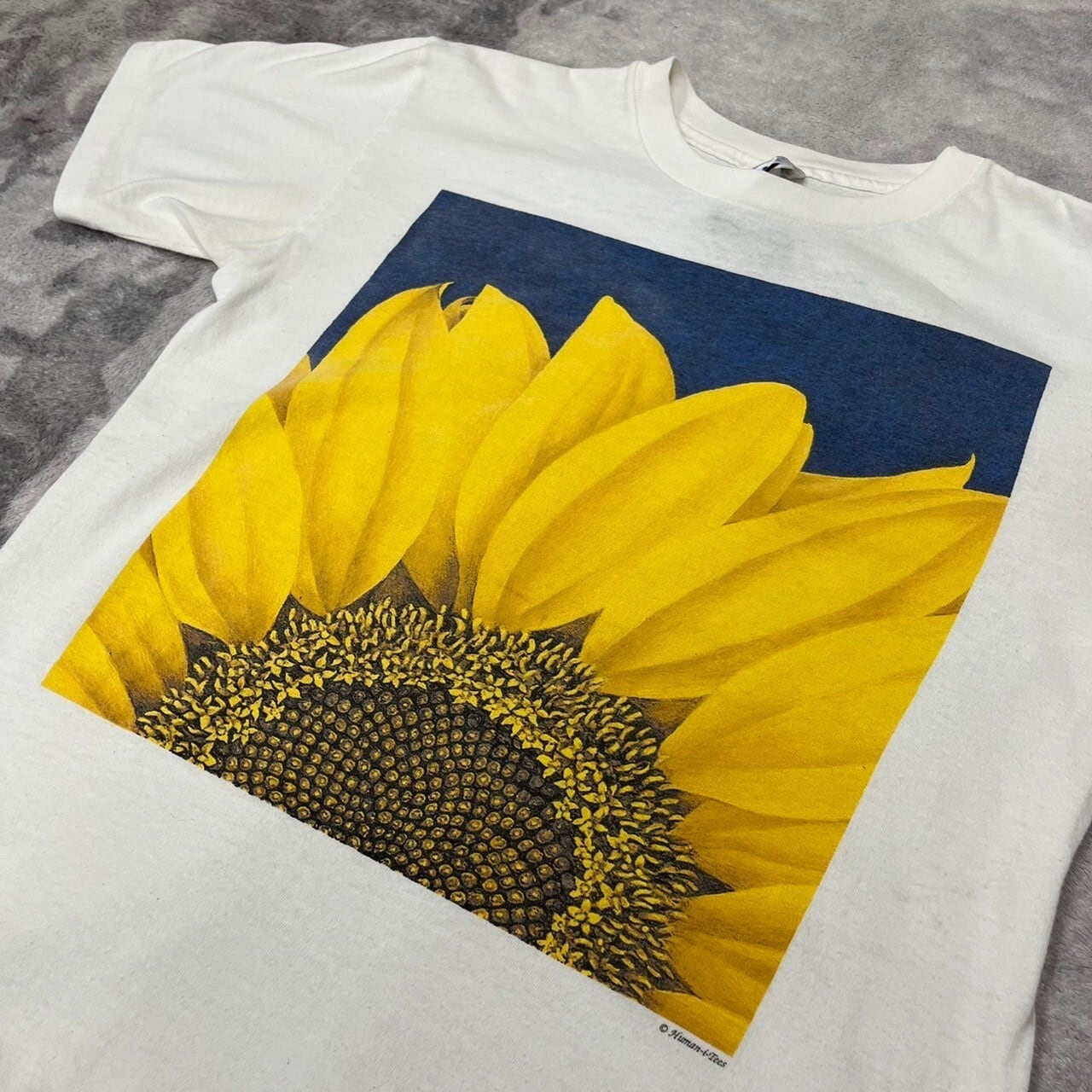 90s USA製 Human-I-Tees Tシャツ 半袖 アート系 ひまわり 向日葵