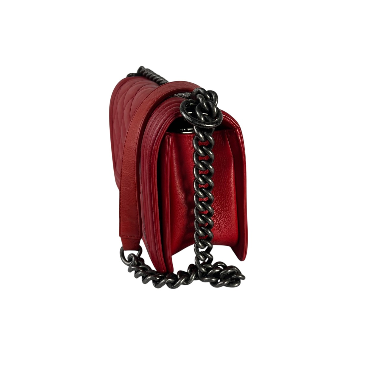 CHANEL シャネル ワイルドステッチ ボーイシャネル レザー ショルダーバッグ レッド A-8201