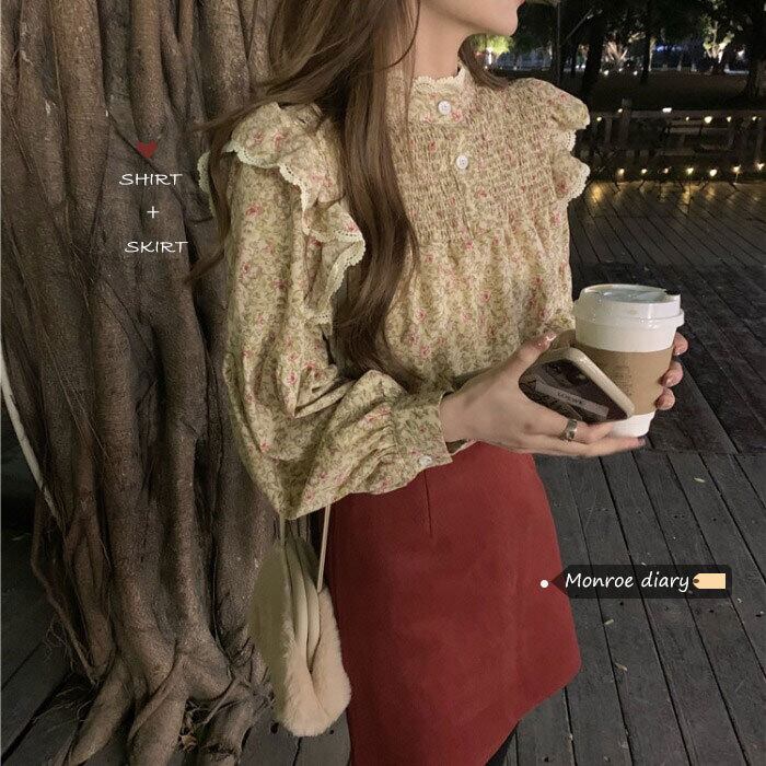 スタンダードフローラルシフォンスタイルレースオータムウィンター ロング レトロ 秋物 冬物 花柄 モンロー29341186965