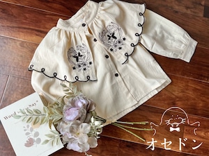 刺繍スカラップケープブラウス キナリ 80〜130cm 240206ch