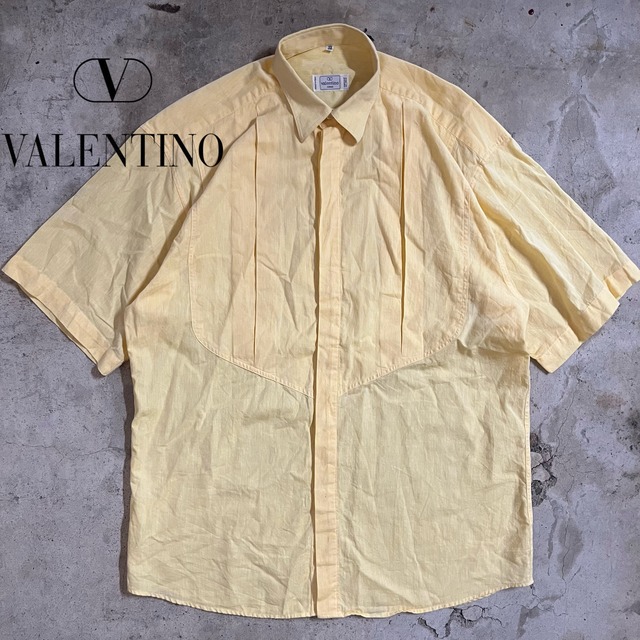 【VALENTINO】made in Italy yellowcolor design shirt/ヴァレンティノ イタリア製 イエロー デザイン 半袖 シャツ/msize/#0802/osaka