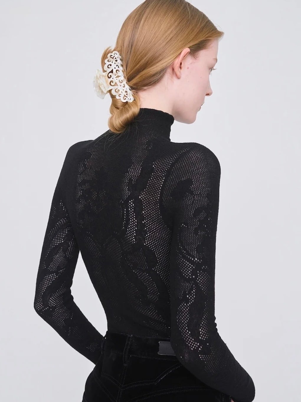 26AW】FETICO フェティコ / ボディスーツ / WOOL LACE KNIT TURTLENECK