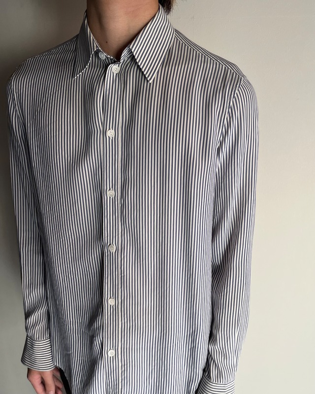 【CELINE】basic stripe compact silk shirt