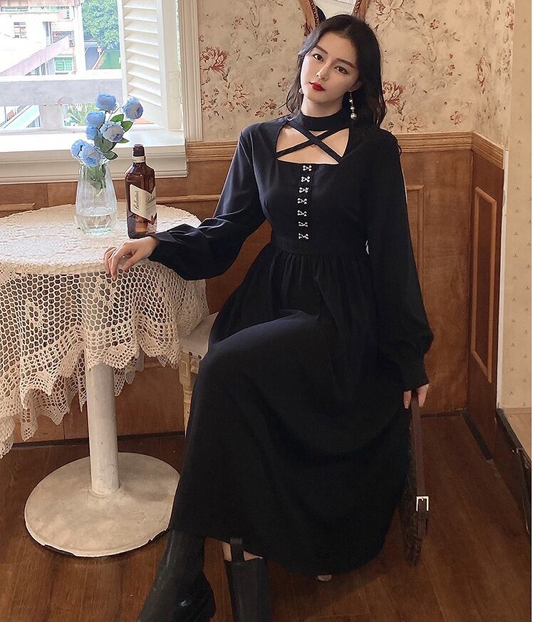 大きいサイズ レディース ワンピース ブラック ゴシック ゴスロリ