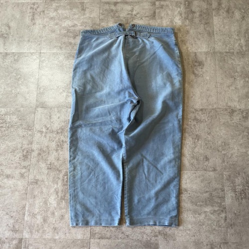 30-40s 針式シンチ フレンチワーク モールスキン ブルー パンツ W39 詳細写真12