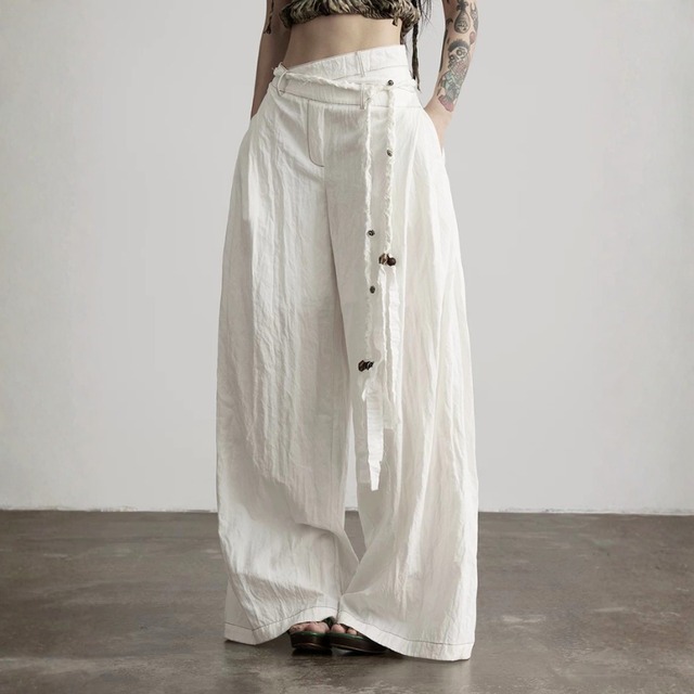 Check pattern wide pants C1551