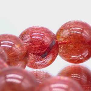 [大粒][3A++]レッドルチルブレスレット 15mm 手首18cm
