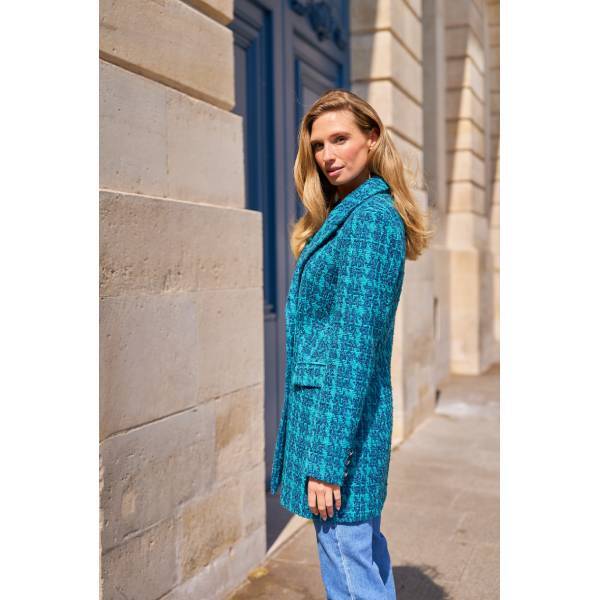 90s courreges ウールシルク ツイードコート ティファニーブルー 90s courreges ウールシルク ツイードコート ティファニーブルー