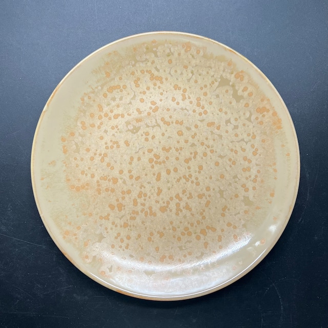 【陶あん】outlet京焼 清水焼 結晶釉（白茶）23.5cm丸平皿 A