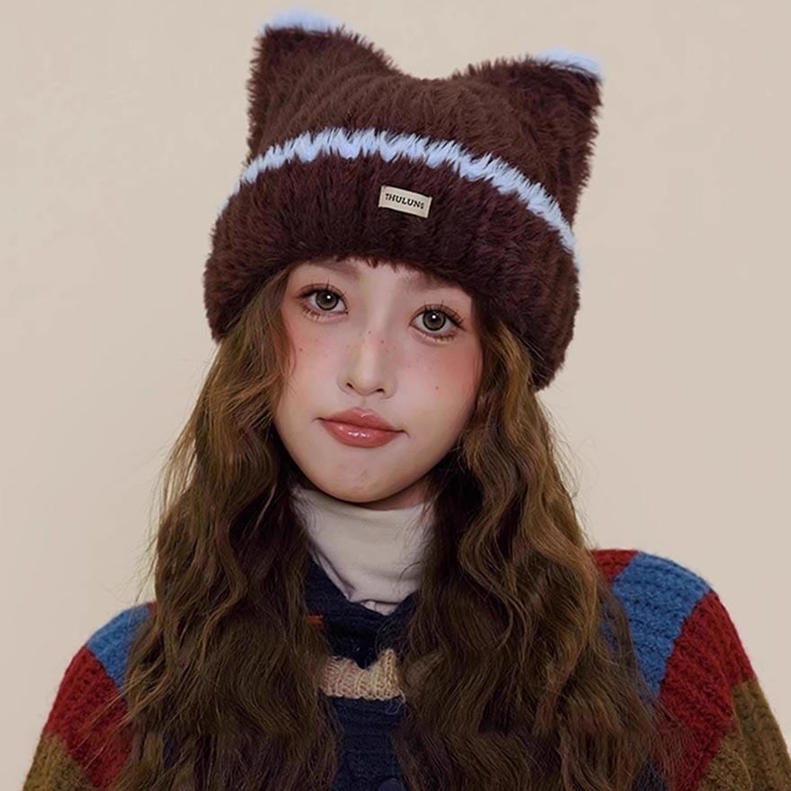 猫耳帽 ニット帽 防寒帽 冬コーデ スキー イベント デイリーユース