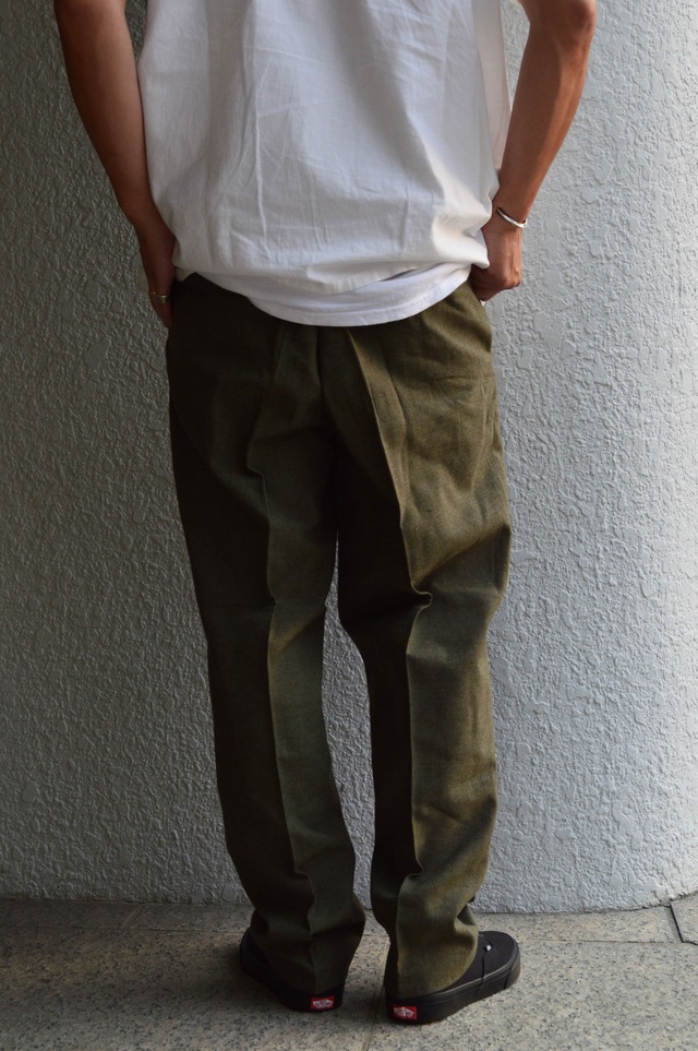Bergian Army ABL 1968's PVBA BEGETEX社 HeavWool Gabardine Slacks Dead Stock Wool Trouser ベルギー軍 ウールスラックス ダークオリーブ