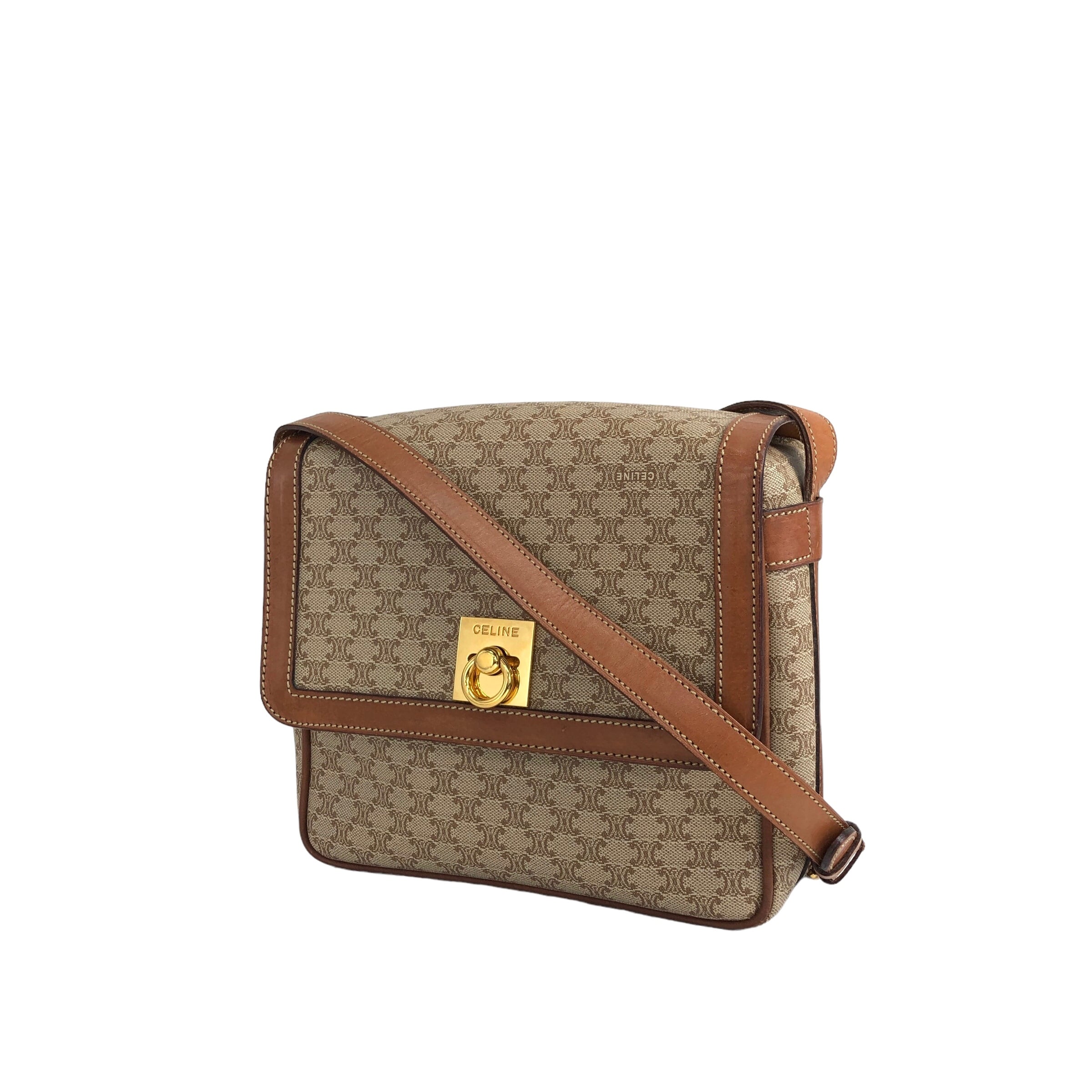 CELINE セリーヌ マカダム ショルダーバッグ ガンチーニ レザー CELINE セリーヌ マカダム ガンチーニ レザー ショルダーバッグ