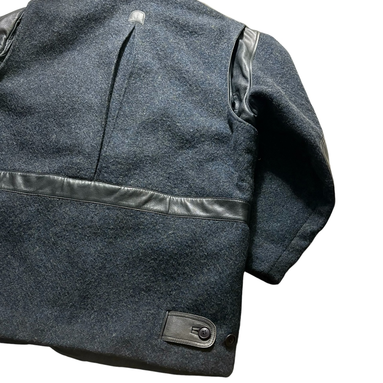 vintage BALLY leather switching mixed wool blouson