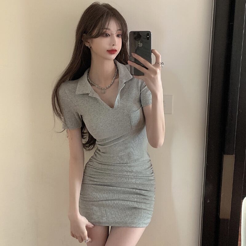 サマースタイルカラーショートスカート スタンダードスリムドレス レディース レトロ 夏物 ガールズファッション9737719803