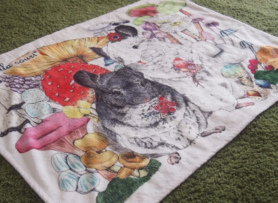 チンチラときのこ ふんわりブランケット | Chinchilla souri*