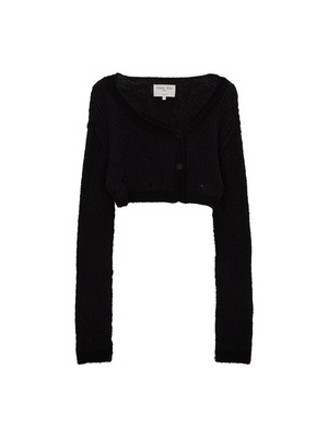 [MATIN KIM] BUTTON BOLERO KNIT CARDIGAN IN BLACK