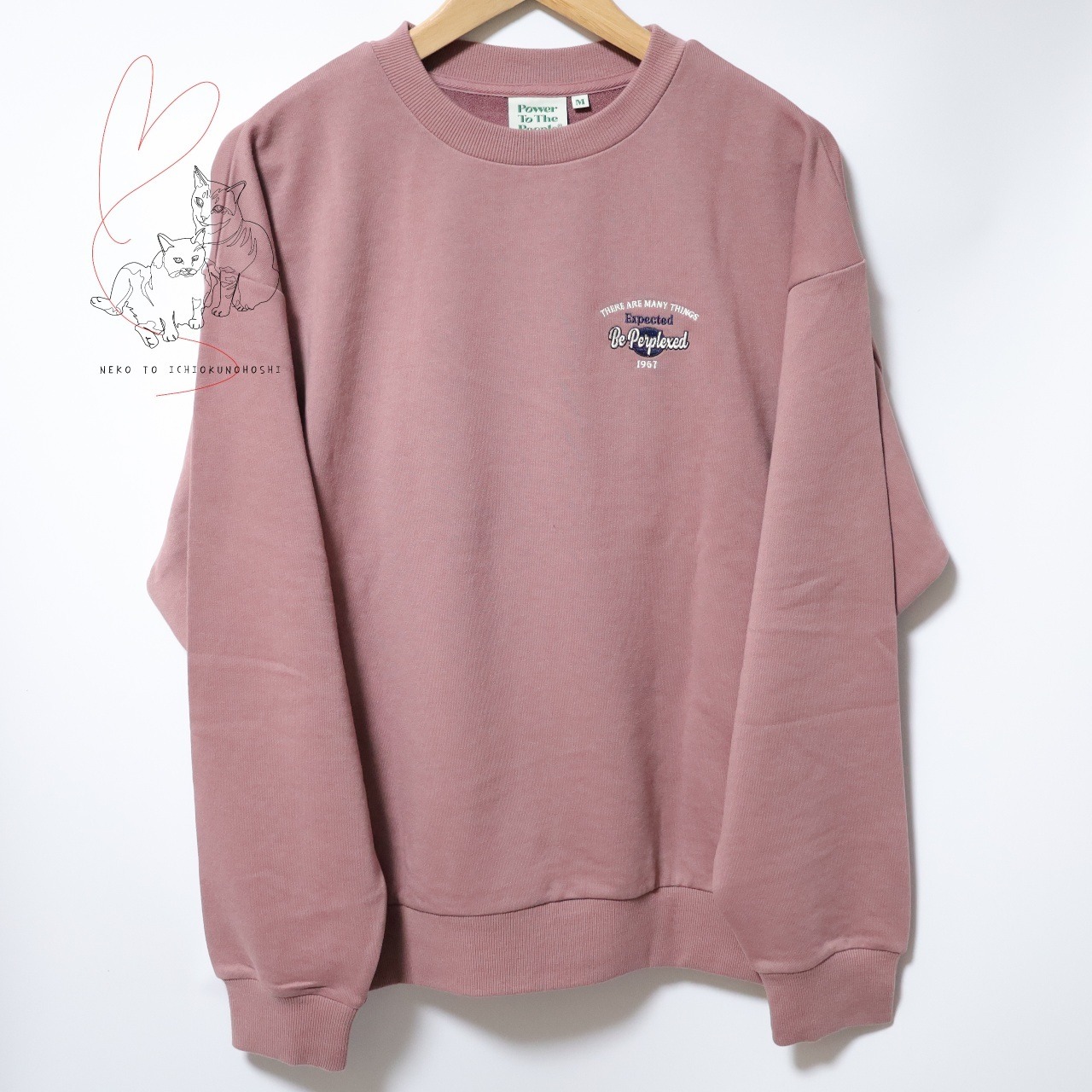 DOG刺繍スウェット 【POWER TO THE PEOPLE -VINTAGE-】トレーナー ピンク