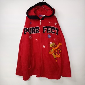 ディズニー　フリース　パーカー　ジャケット　刺繍　キャラ　ティガー　赤　2XL