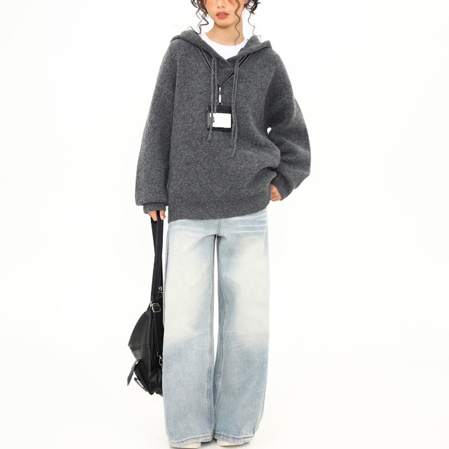 basic knit hoodie　ベーシックニットフーディー　J1535