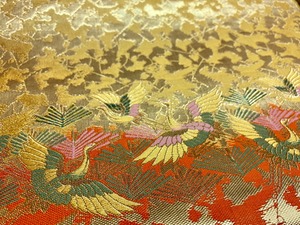 金襴　金鶴柄　Gold Brocade (Gold Crane)