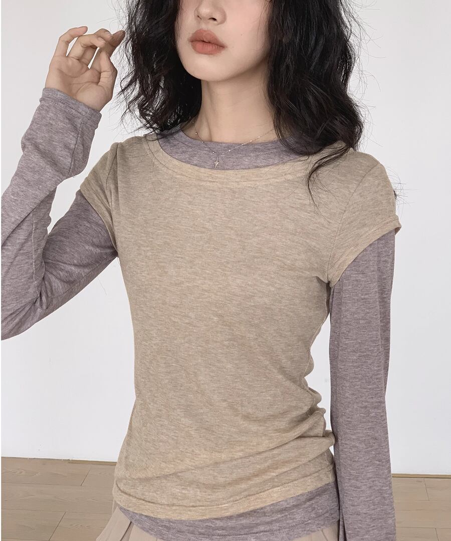 フェイクダブルトップス【t-10886】