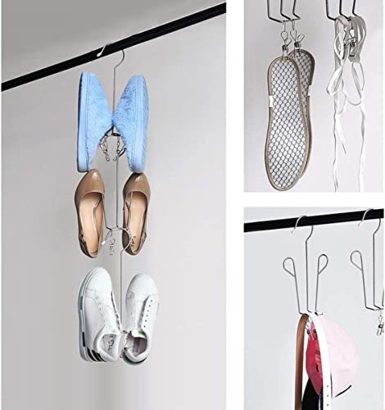 YTKJ シューズハンガー 靴乾燥ラック シューズ水切り 空間節約 防風 省スペースハンガー ステンレス製 滑り止め 2本入り