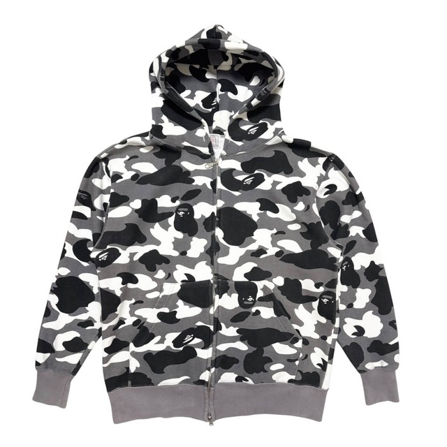 古着 アベイシングエイプ フルジップ パーカー クリーニング済み 90s A BATHING APE 初期 モノトーンカモ メンズM