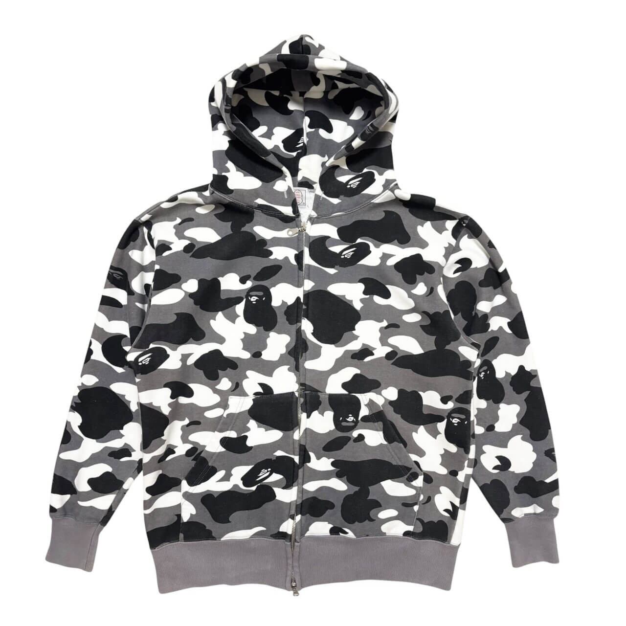 古着 アベイシングエイプ フルジップ パーカー クリーニング済み 90s A BATHING APE 初期 モノトーンカモ メンズM