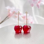 【片耳販売】透明感の美しいミニチュアりんご飴のピアス イヤリング イヤーカフ チャーム