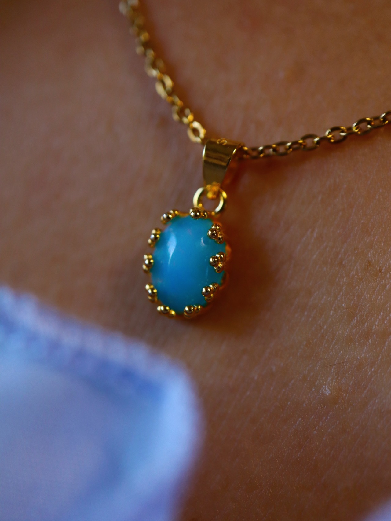 Milky Blue color opal necklace(天然石ミルキーブルーカラーオパールネックレス)