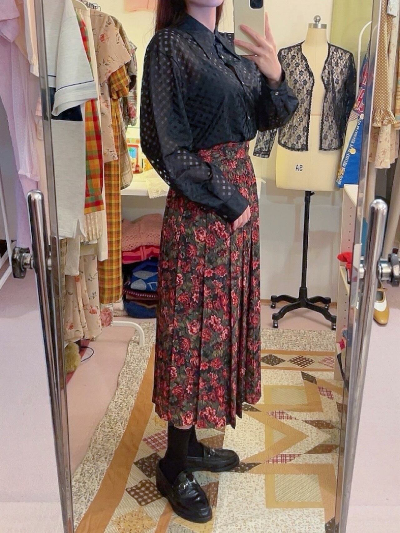 black sheer check shirt