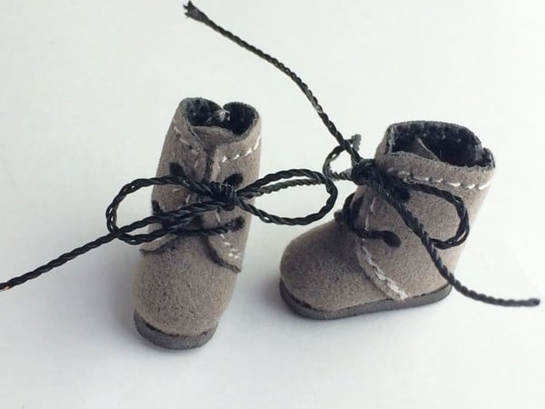 ドール靴 1/6 オビツ11 フロックブーツ SBB008GRY MW - 画像1