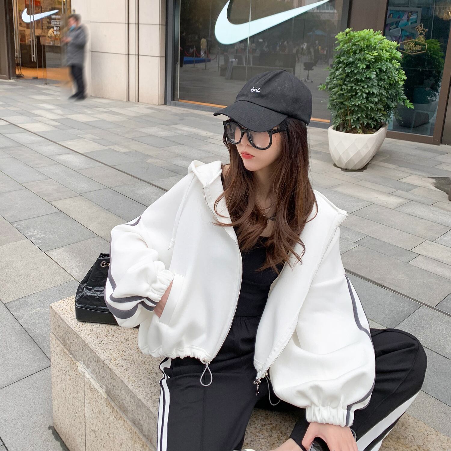 フードセーター コート スプリングホワイトレッドカーディガントップス 春物 6Du_Shop_Women97910827034