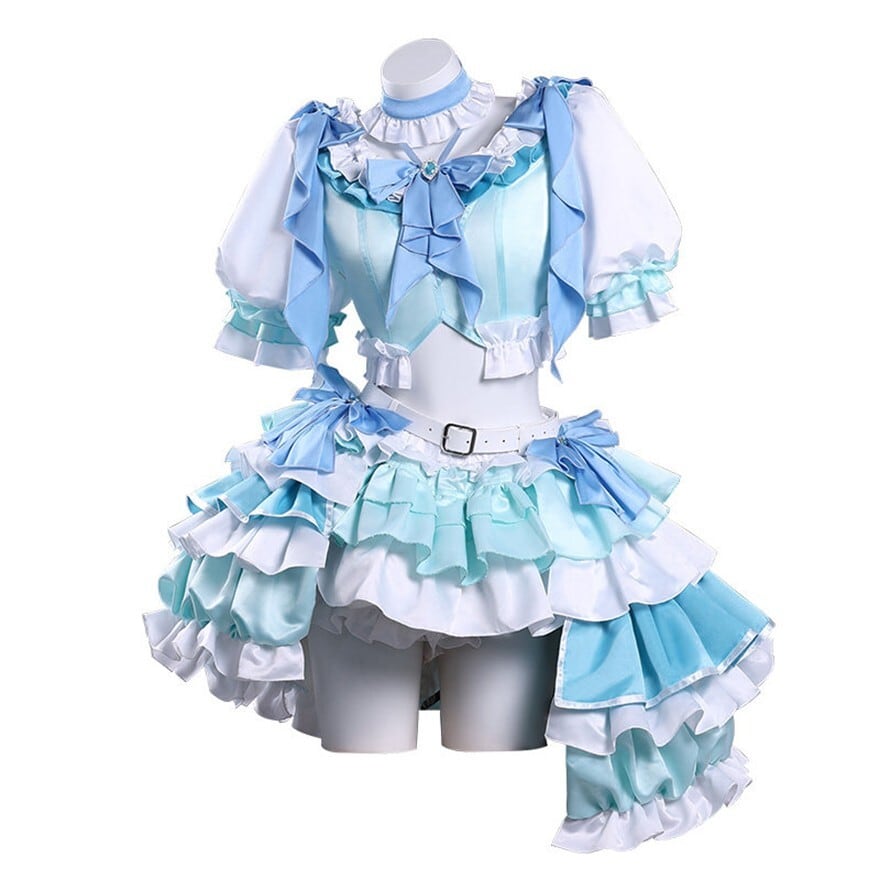 アイドル衣装|魔法少女風フリルセットアップ9点(ライトブルー)ライブ・撮影会向け