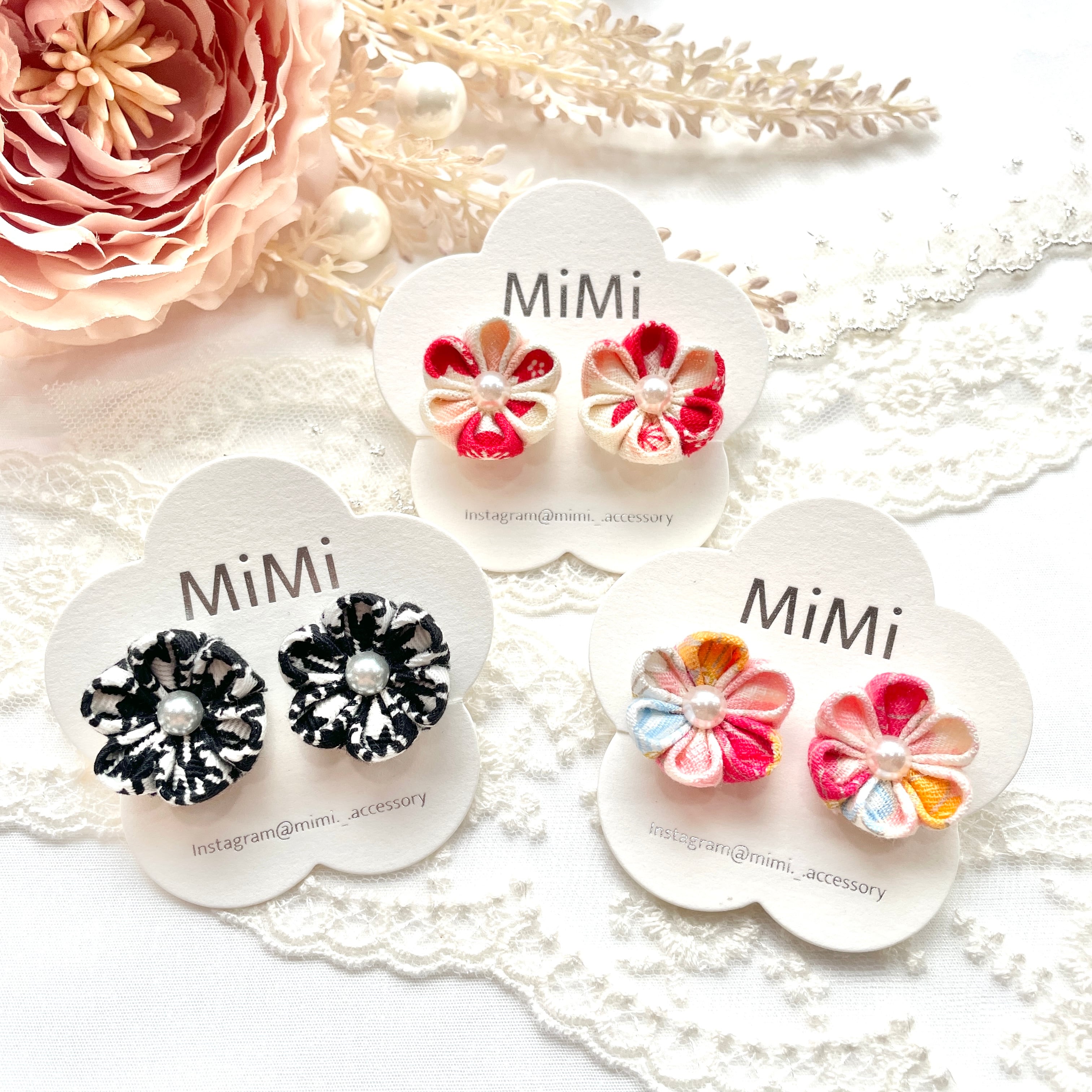 イヤリング] つまみ細工 M | MiMi