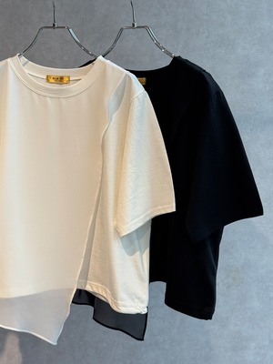 chiffon layered docking string hem T-shirt