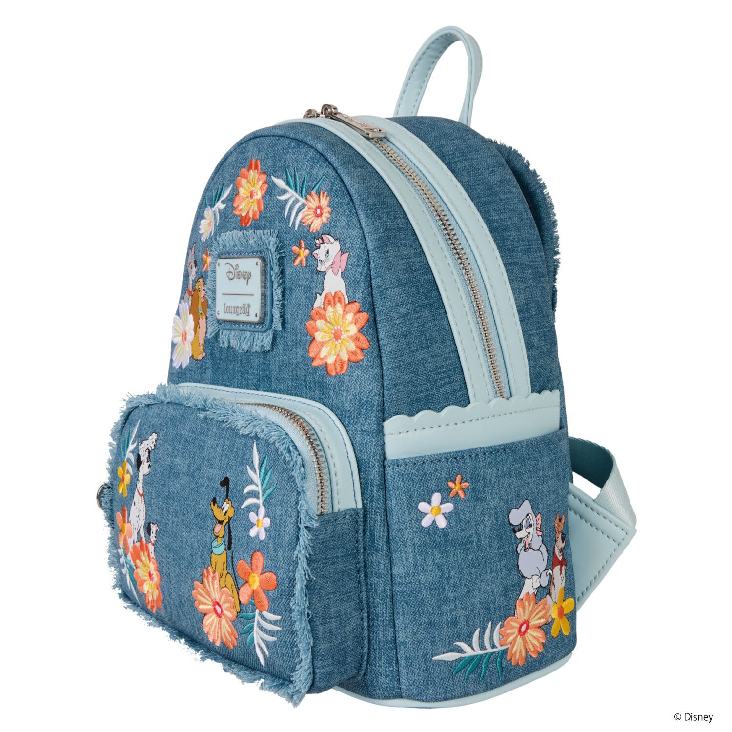 LF DISNEY DOGS & CATS FAUX DENIM FRINGE MINI BACKPACK_WDBK4022