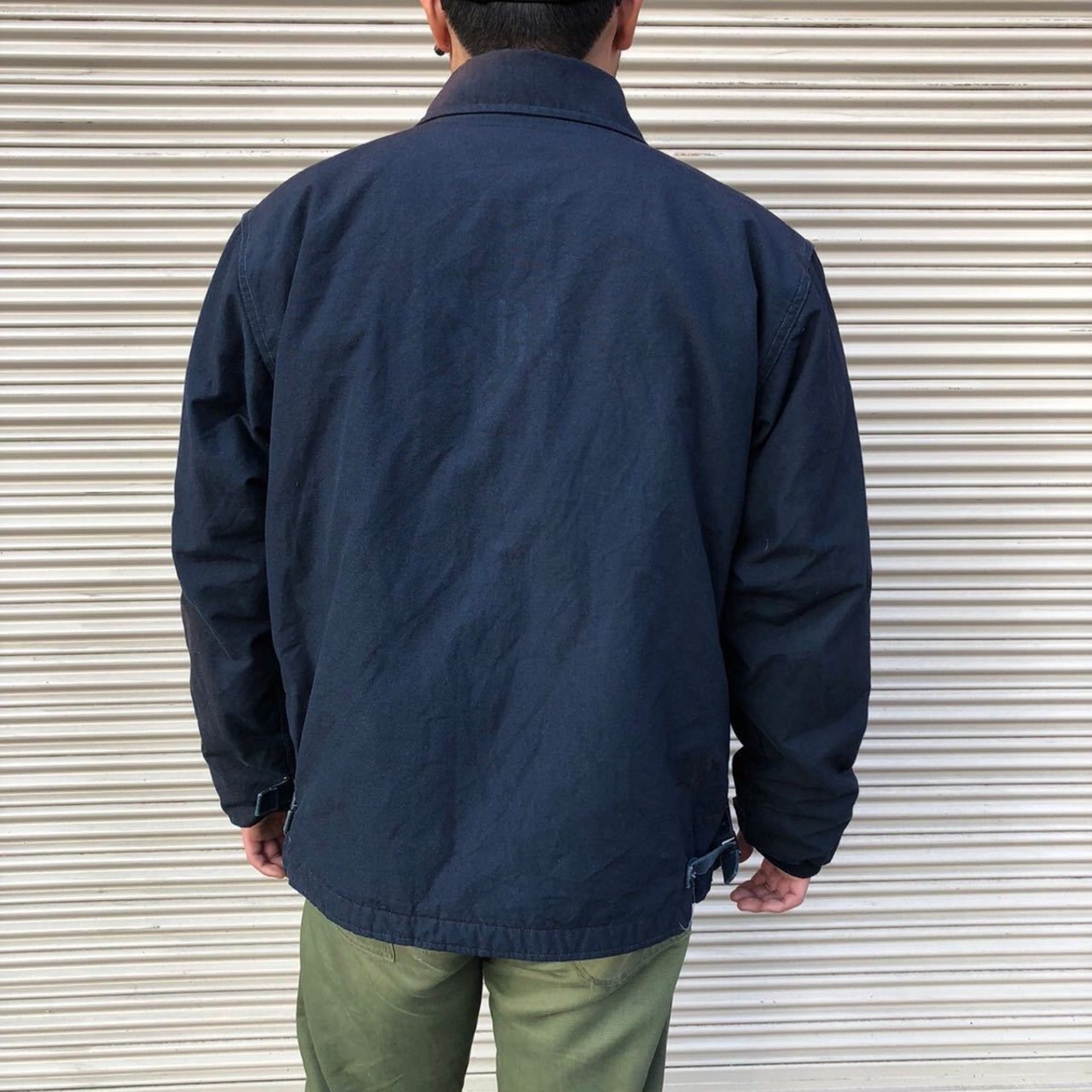 良品 やかましく 米軍 1990 デッキジャケット U.S.NAVY 紺 XL