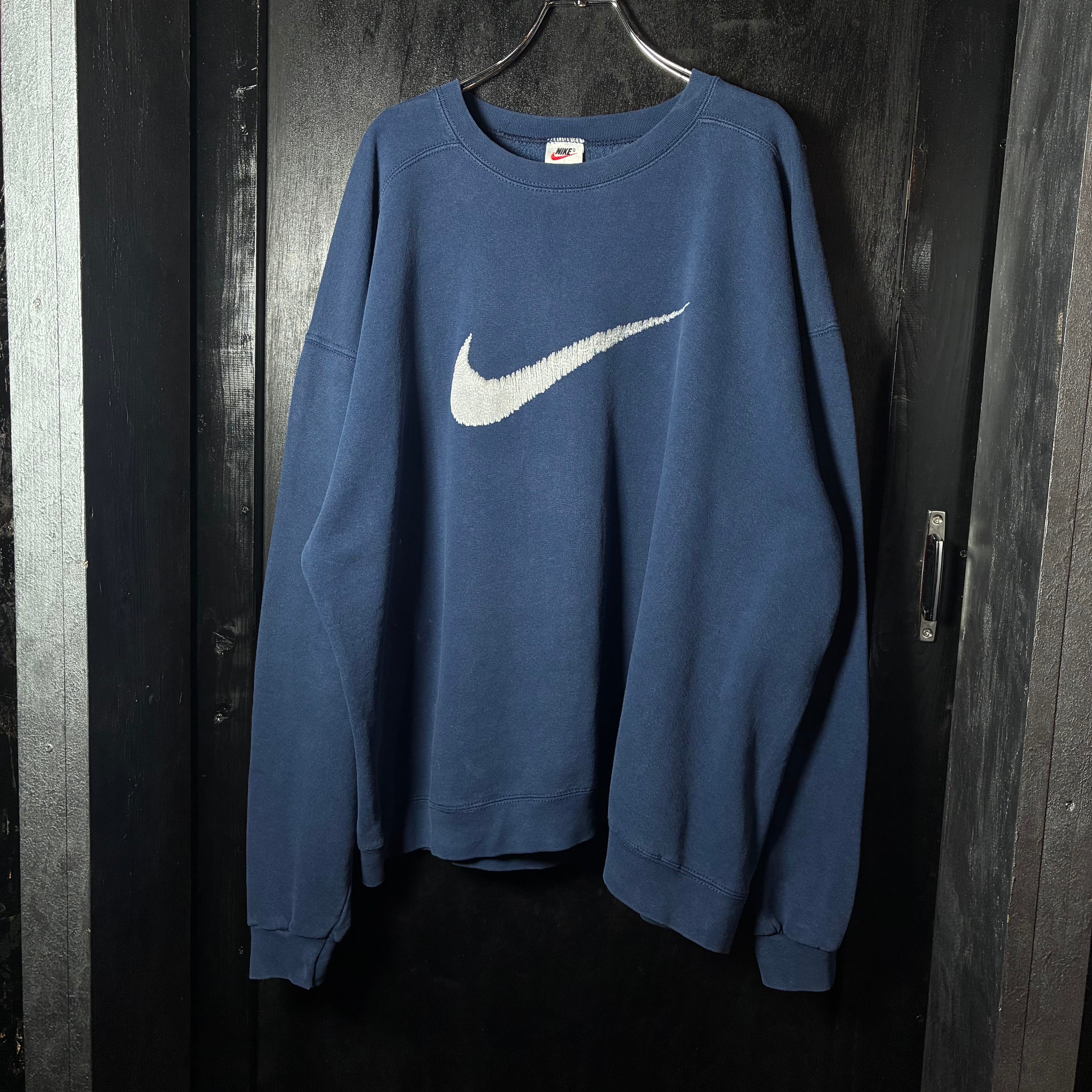 90s USA製 NIKE ロゴスウェット ネイビー ロゴドンナイキ XL | 古着屋
