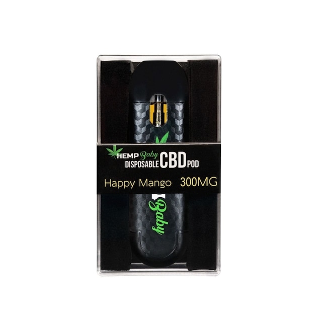 【送料無料】ヘンプベイビー（Hempbaby） - CBDリキッド使い捨てベイプポッド300mg/0.5ml：ハッピーマンゴー