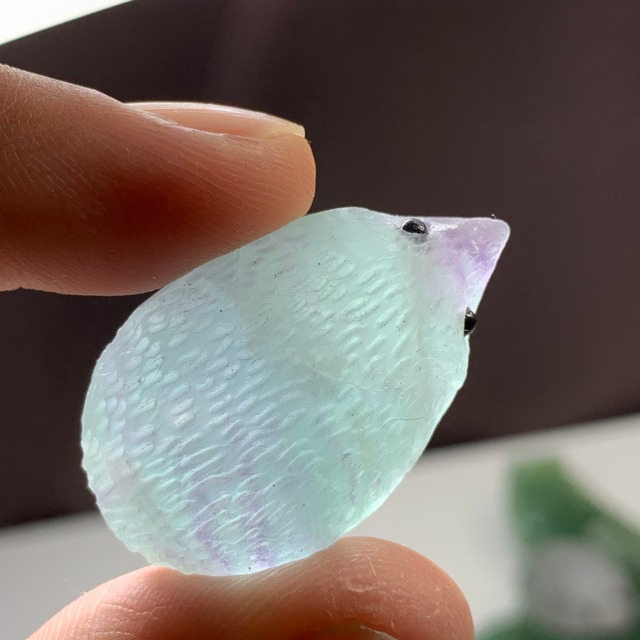 グリーンフローライト原石クラスター×フローライトハリネズミ